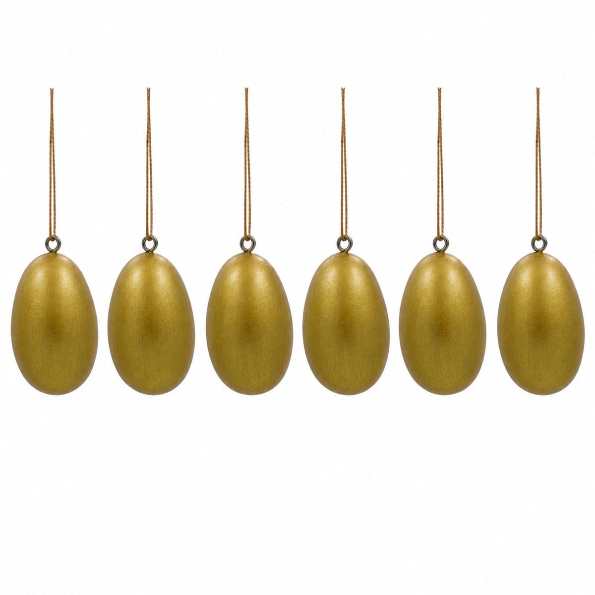 Set of 6 Flowers Wooden Egg Shape Christmas Ornaments 1.5 Inches