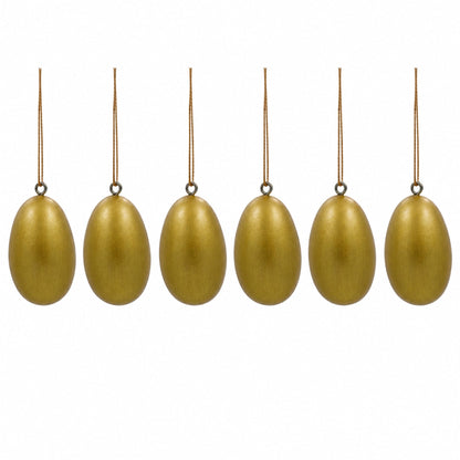 Set of 6 Flowers Wooden Egg Shape Christmas Ornaments 1.5 Inches