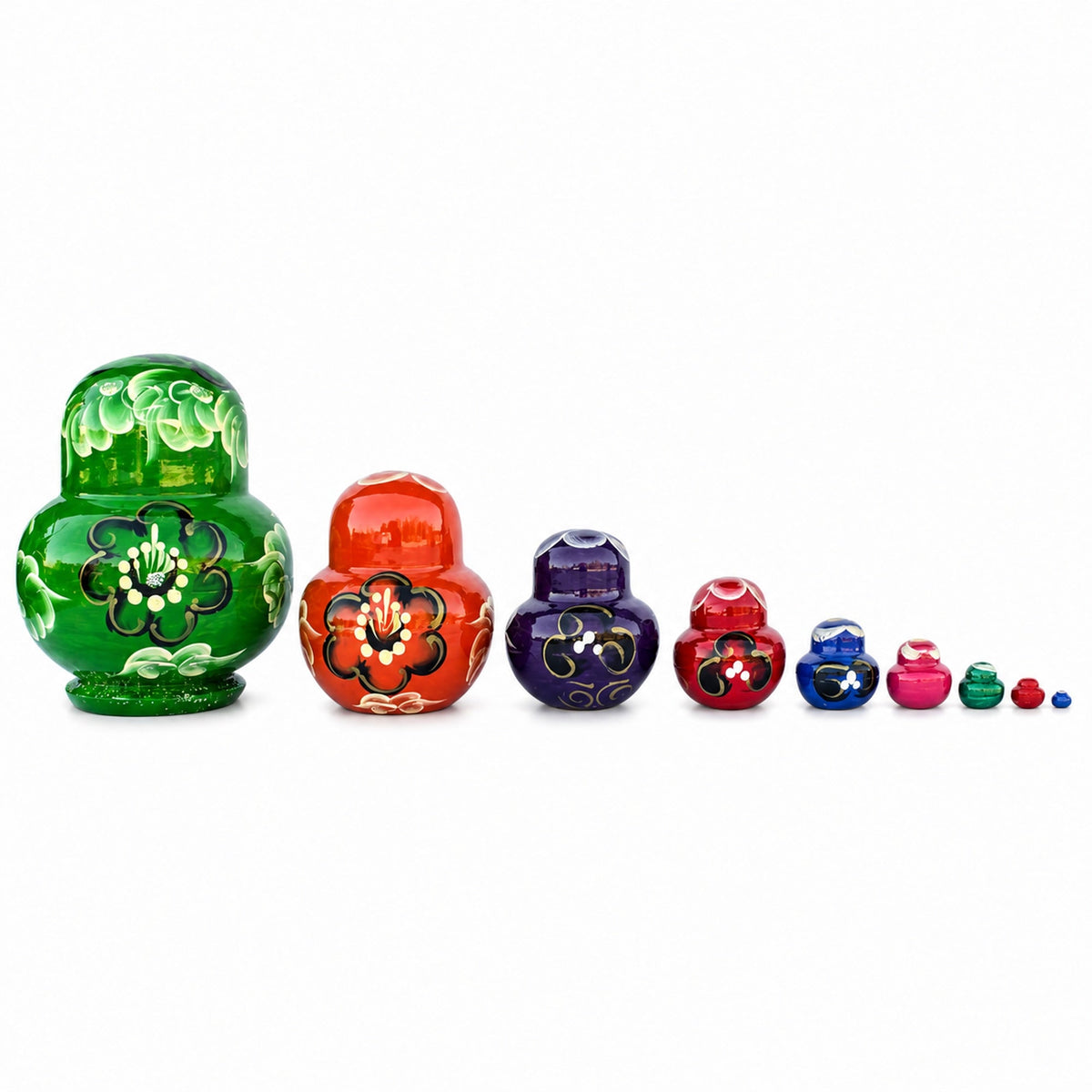 Set of 9 Rainbow Nesting Dolls  4.75 Inches