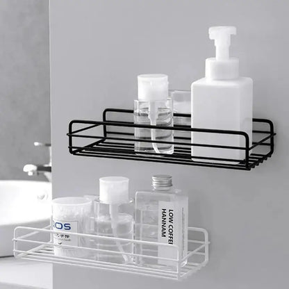 Two tier black metal corner storage shelves bathroom shower caddy