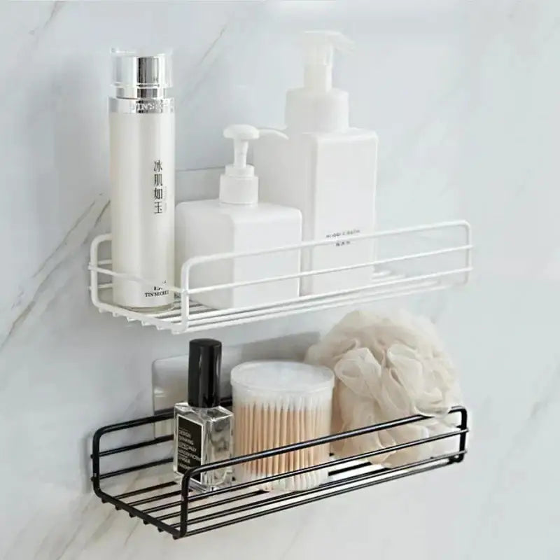 Two tier black metal corner storage shelves bathroom shower caddy