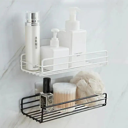 Two tier black metal corner storage shelves bathroom shower caddy