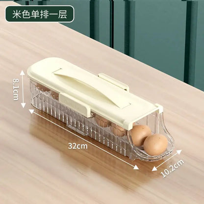 Two tier clear green & white egg storage box kitchen organizer