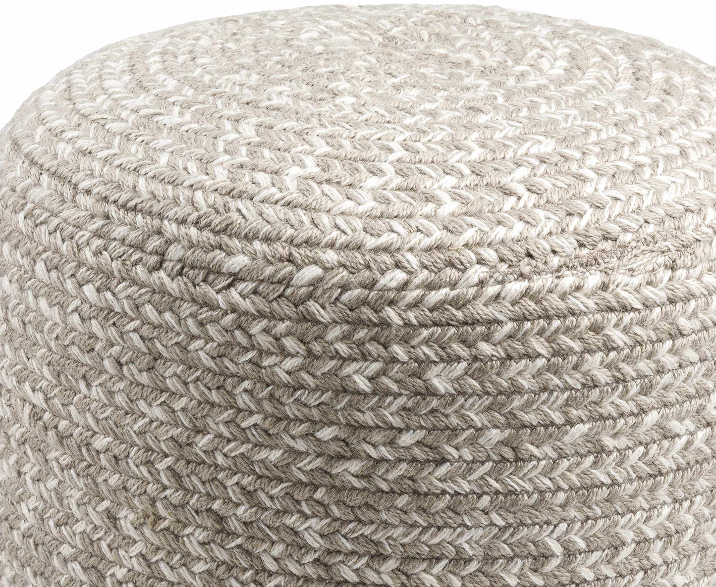 Tonanitla Natural Fiber Light Gray Knitted Outdoor Pouf
