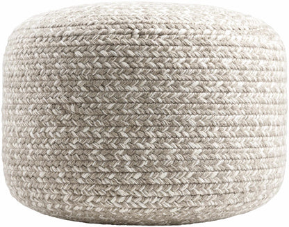 Tonanitla Natural Fiber Light Gray Knitted Outdoor Pouf