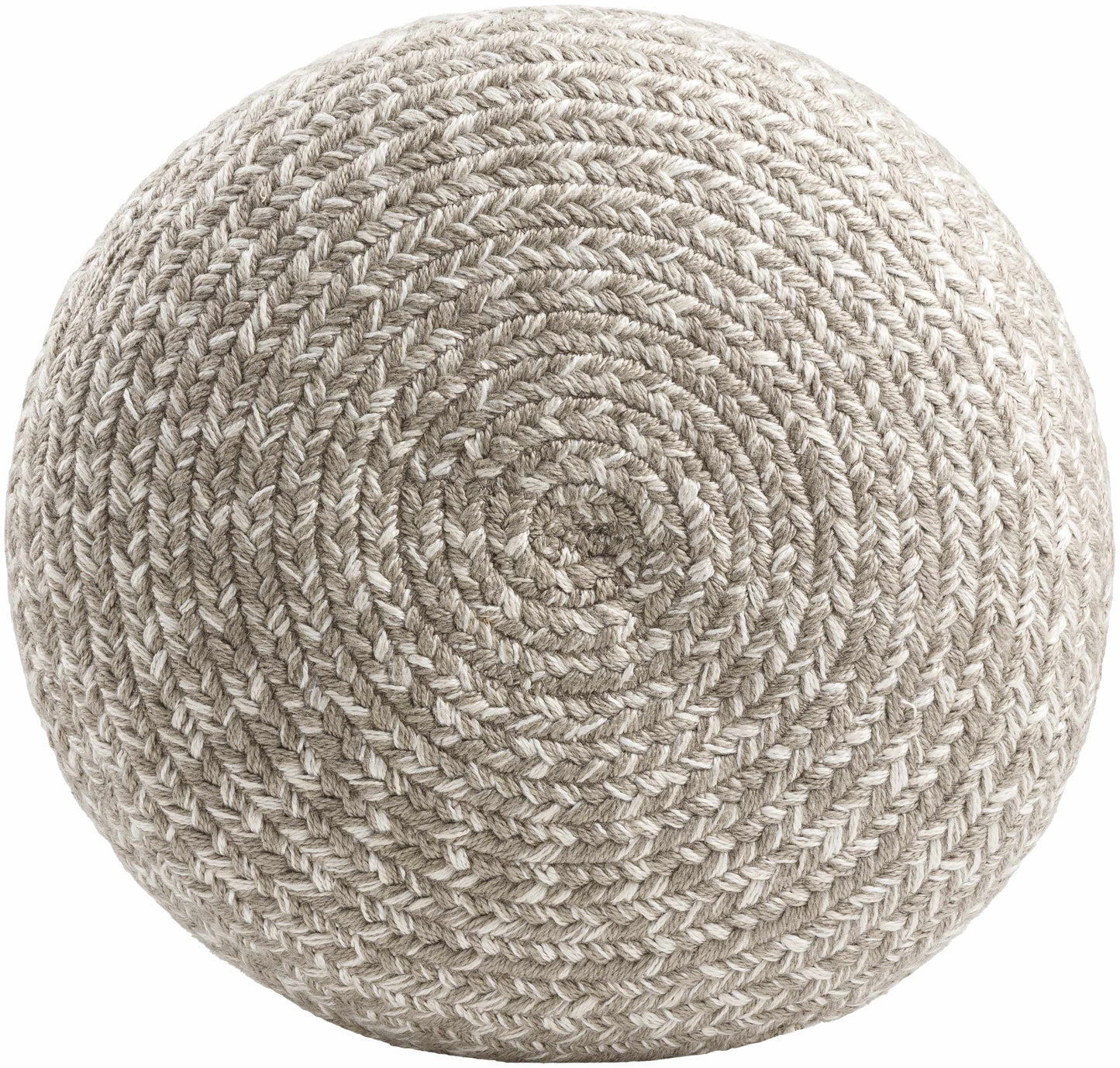 Tonanitla Natural Fiber Light Gray Knitted Outdoor Pouf