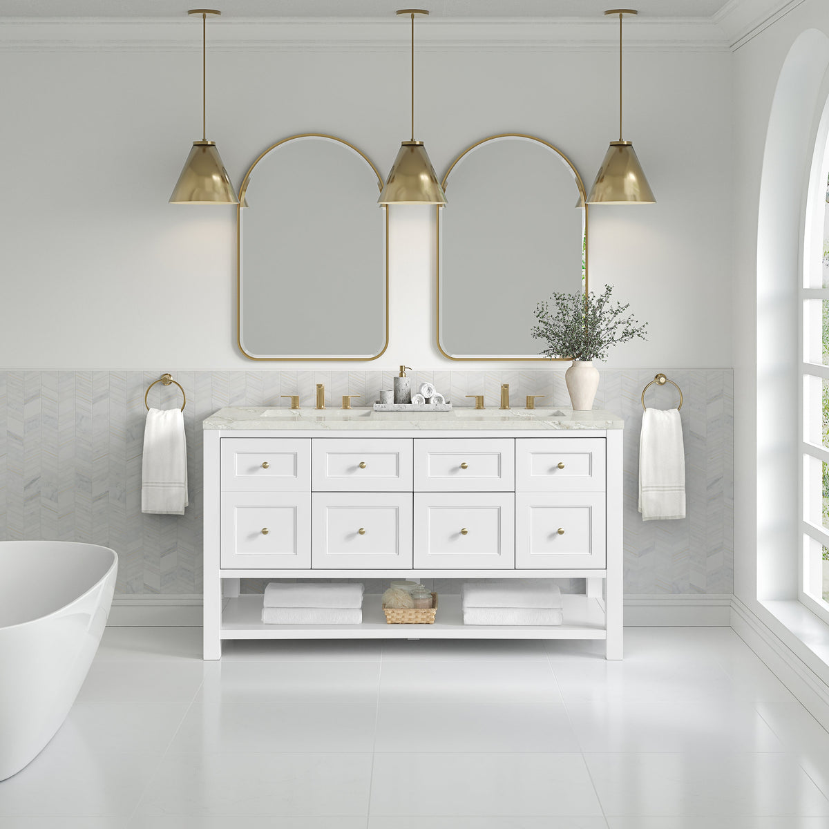 James Martin Breckenridge 60" Double Bathroom Vanity, Bright White