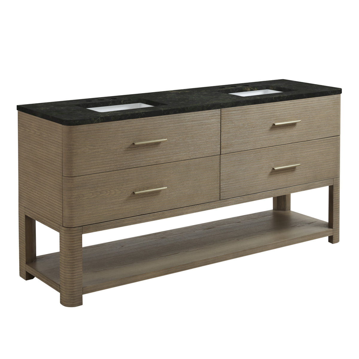James Martin Lucian 72" Double Bathroom Vanity, Pebble Oak