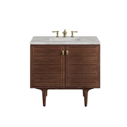 James Martin Amberly 36" Dual Mount Single Bathroom Vanity, Mid-Century Walnut