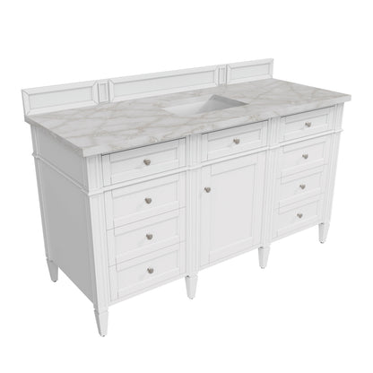 James Martin Brittany 60" Single Bathroom Vanity, Bright White