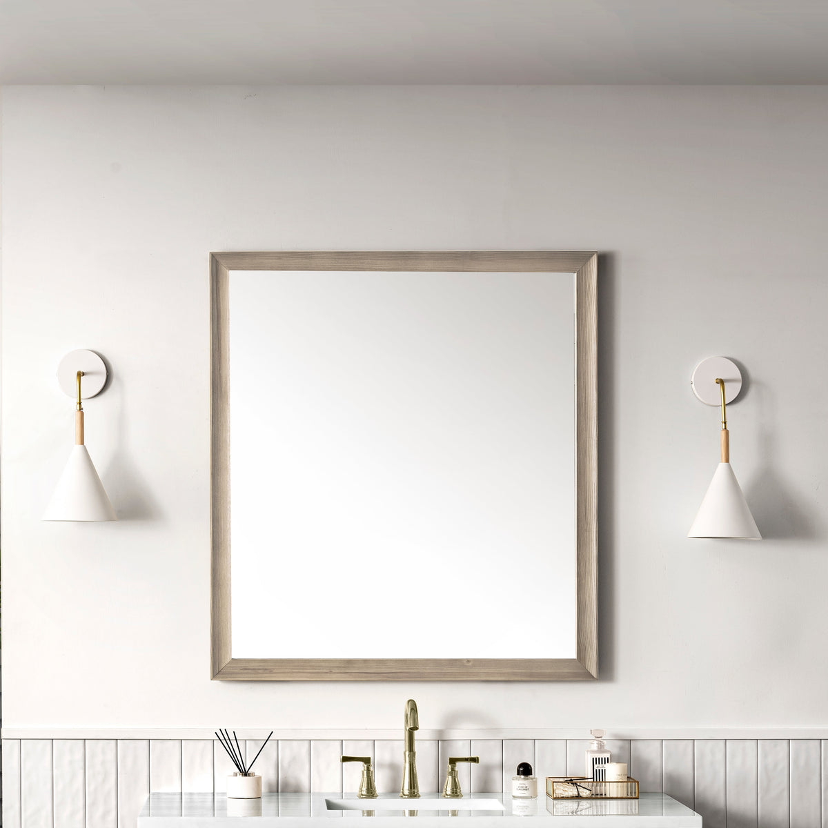 James Martin Glenbrooke 36" Mirror, Whitewashed Oak