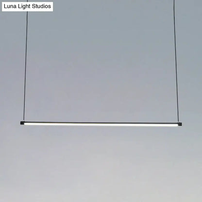 Ultra slim tube led office hanging lamp in black for dining rooms
