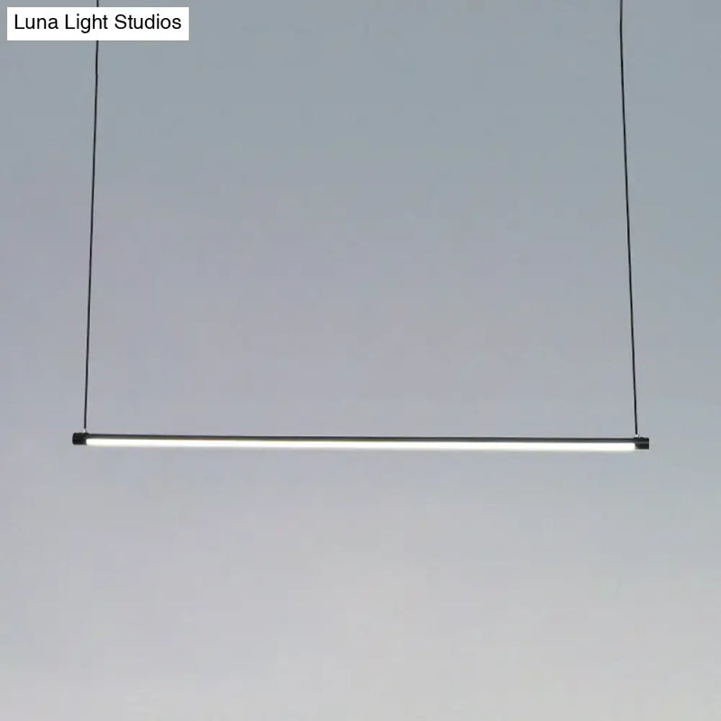 Ultra slim tube led office hanging lamp in black for dining rooms