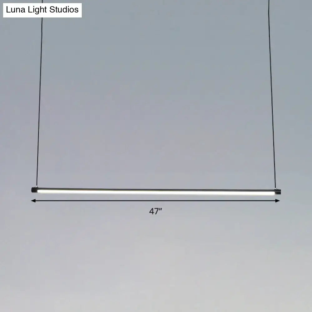 Ultra slim tube led office hanging lamp in black for dining rooms