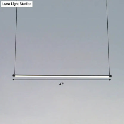 Ultra slim tube led office hanging lamp in black for dining rooms