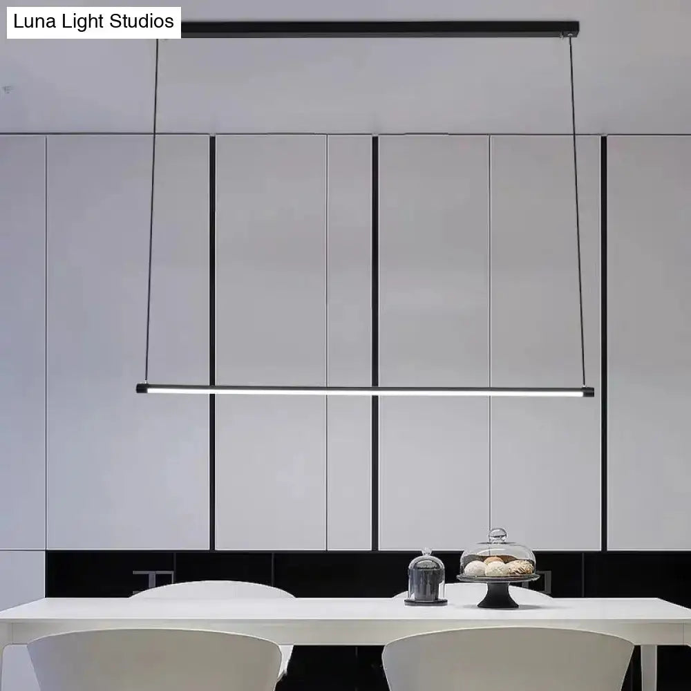 Ultra slim tube led office hanging lamp in black for dining rooms