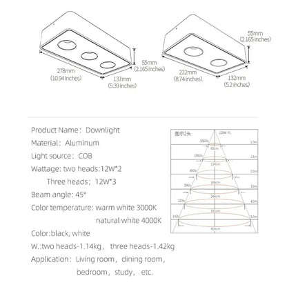 Ultra-thin black 24w led ceiling spot light for living room