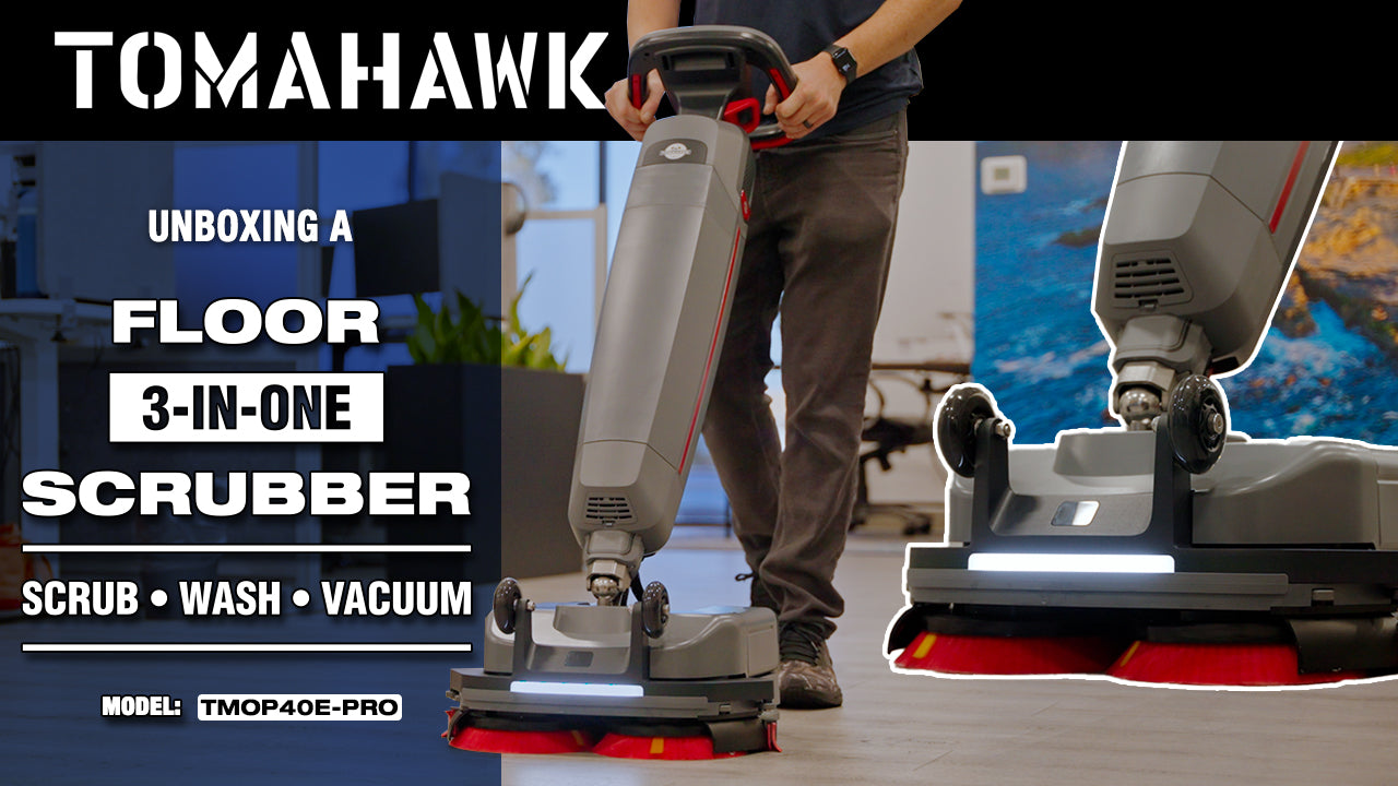 Electric Floor Scrubber Cleaner with 16” Power Mop Brushes Cordless Battery Powered