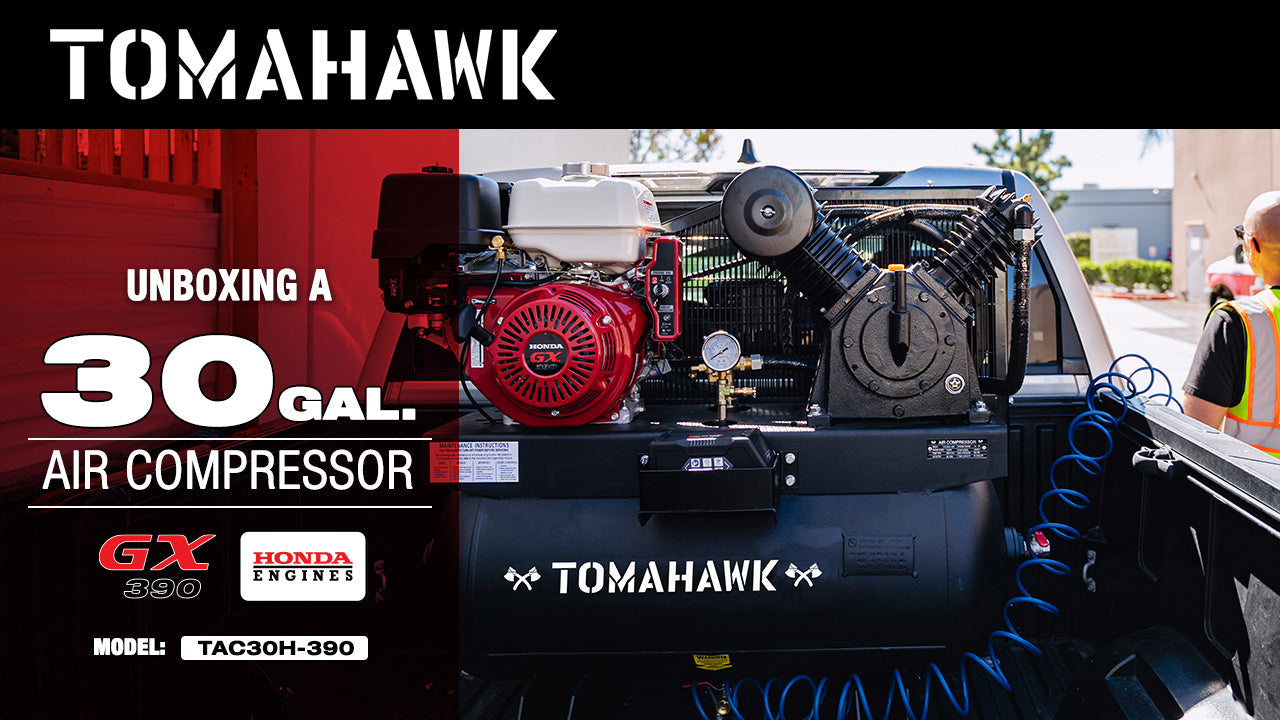 30 Gallon Air Compressor 13HP Honda GX390 Engine Horizontal Tank 24.4 CFM @ 90 PSI Gas-Powered