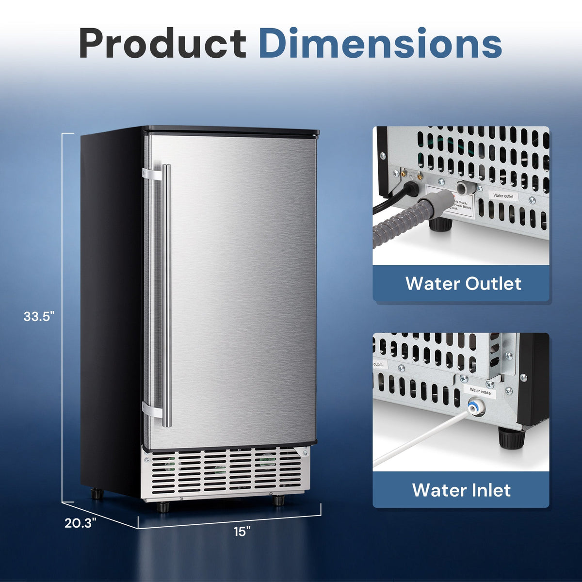 Undercounter Commercial Ice Maker Built-in Ice Machine 70LBS/24H