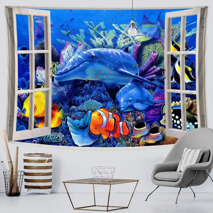 Underwater world mandala yoga mat living room tapestry blanket