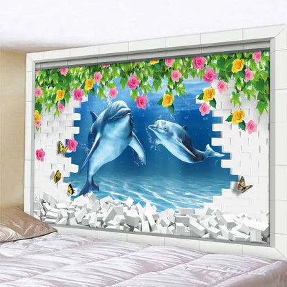 Underwater world mandala yoga mat living room tapestry blanket
