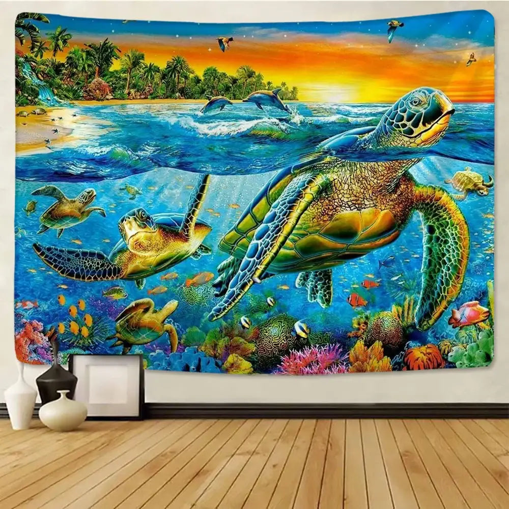 Underwater world mandala yoga mat living room tapestry blanket