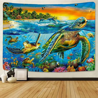 Underwater world mandala yoga mat living room tapestry blanket