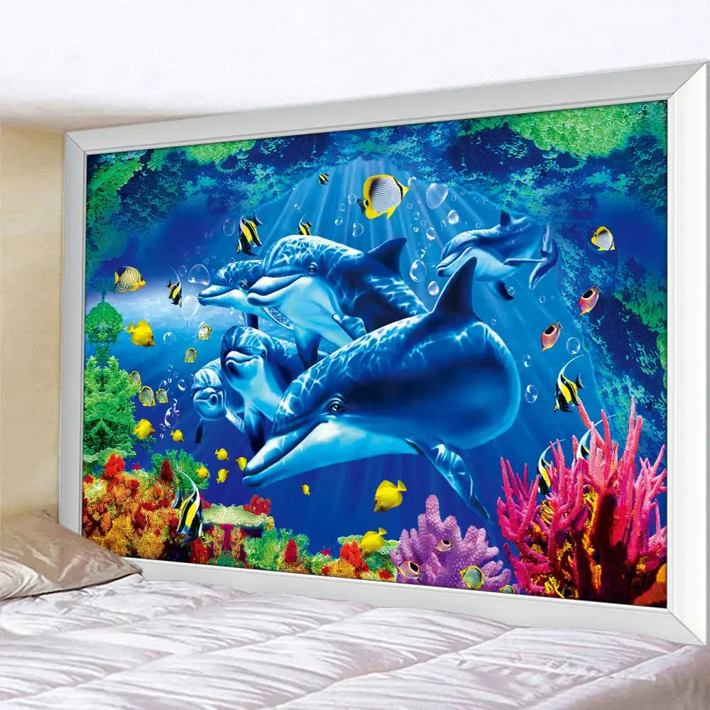 Underwater world mandala yoga mat living room tapestry blanket