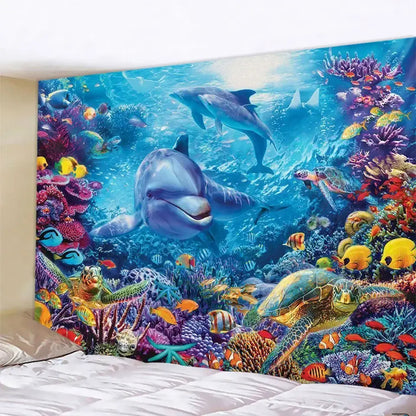 Underwater world mandala yoga mat living room tapestry blanket