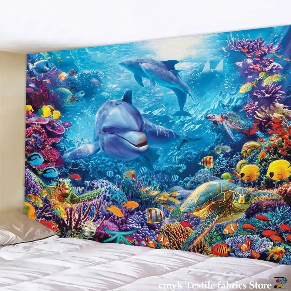 Underwater world mandala yoga mat living room tapestry blanket