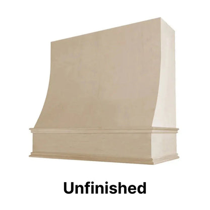 Wood Range Hood With Sloped Front and Decorative Trim - 30", 36", 42", 48", 54" and 60" Widths Available