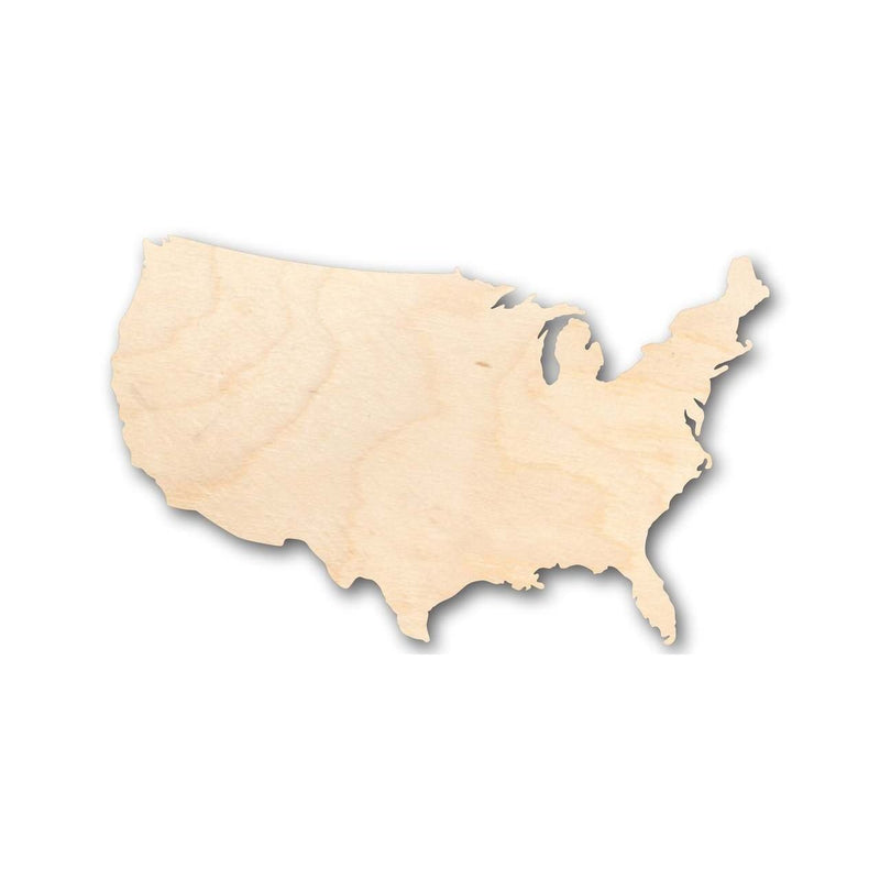 Unfinished Wood Continental United States Shape - USA - Country - Craft - up to 46" DIY