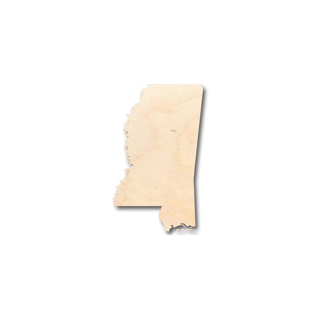 Unfinished Wood Mississippi Shape - State - Craft - up to 46" DIY
