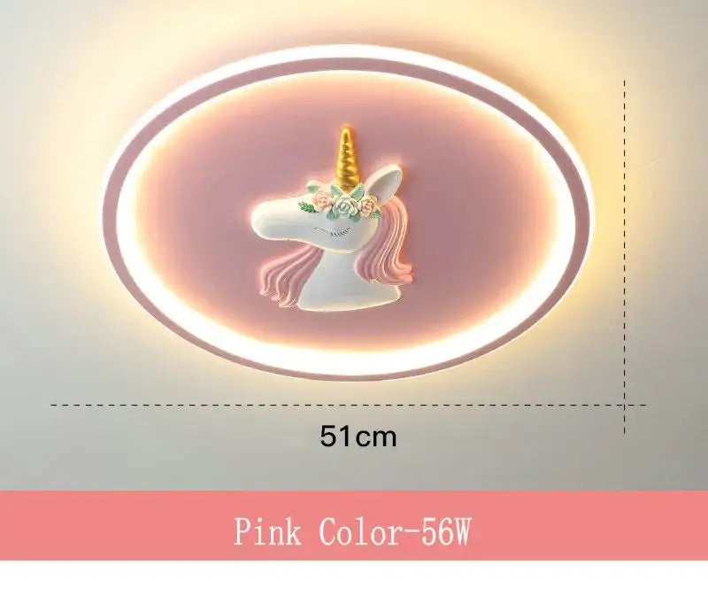 Unicorn cartoon kids ceiling lights bedroom chandelier blue & pink