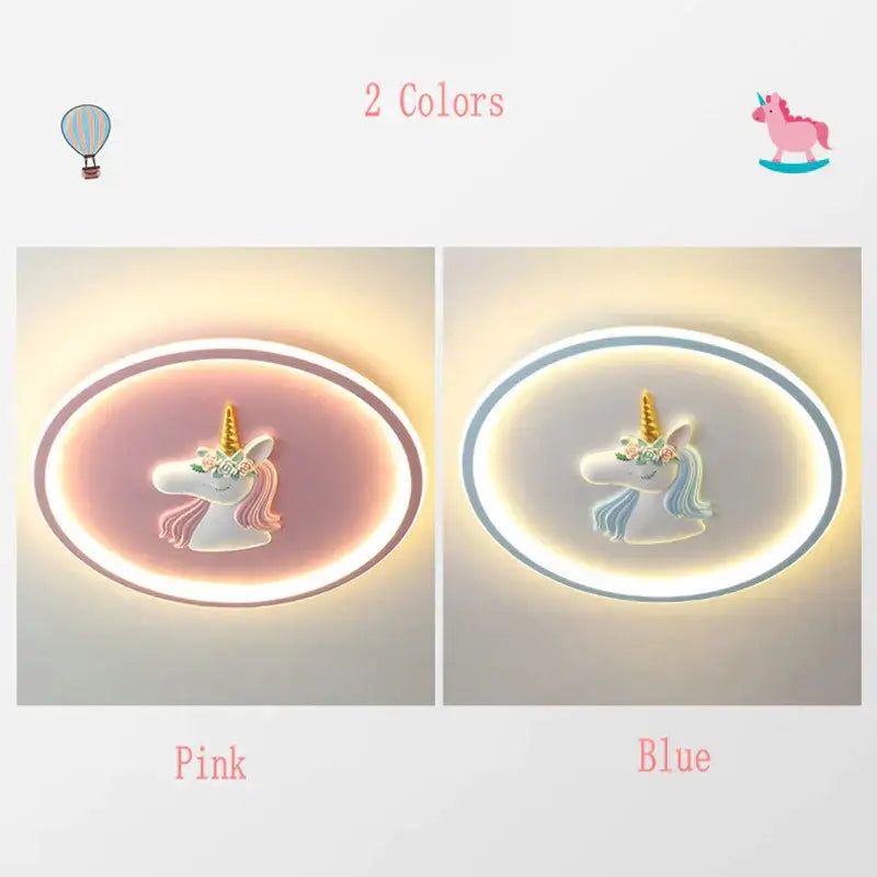 Unicorn cartoon kids ceiling lights bedroom chandelier blue & pink