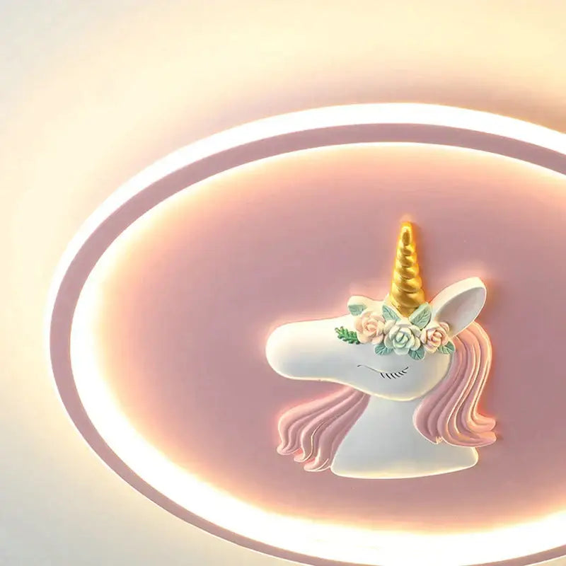 Unicorn cartoon kids ceiling lights bedroom chandelier blue & pink