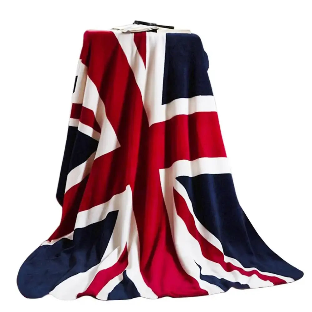 Union jack red & navy cozy flannel throw blanket for living room