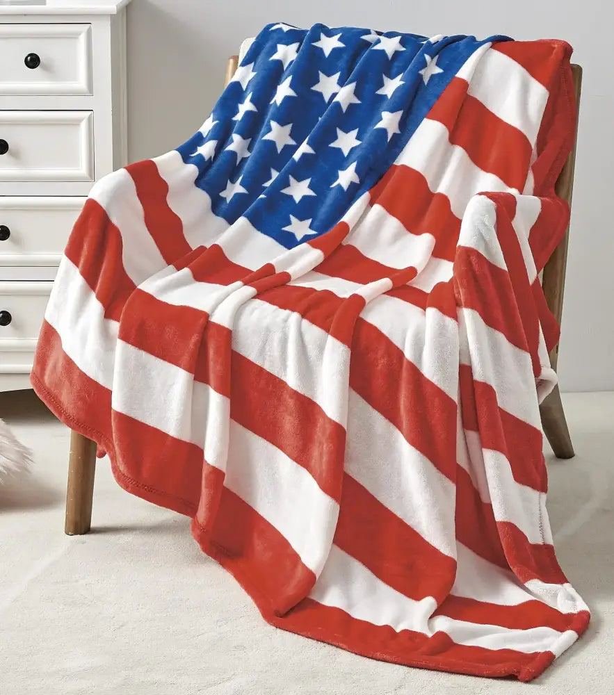Union jack red & navy cozy flannel throw blanket for living room