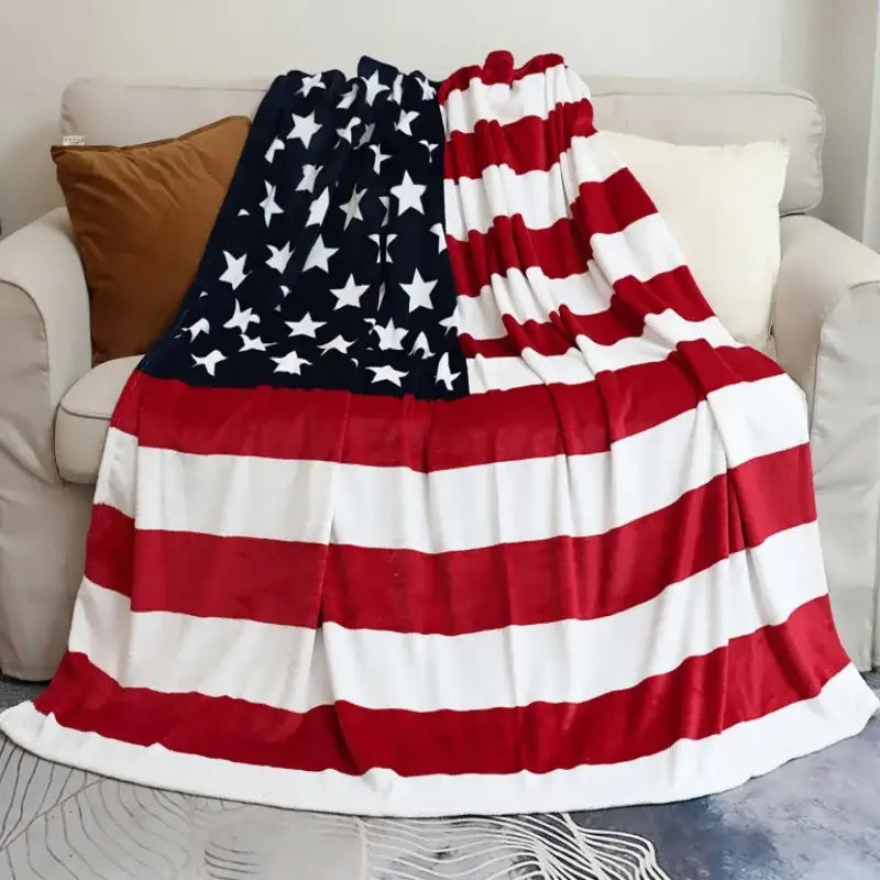 Union jack red & navy cozy flannel throw blanket for living room