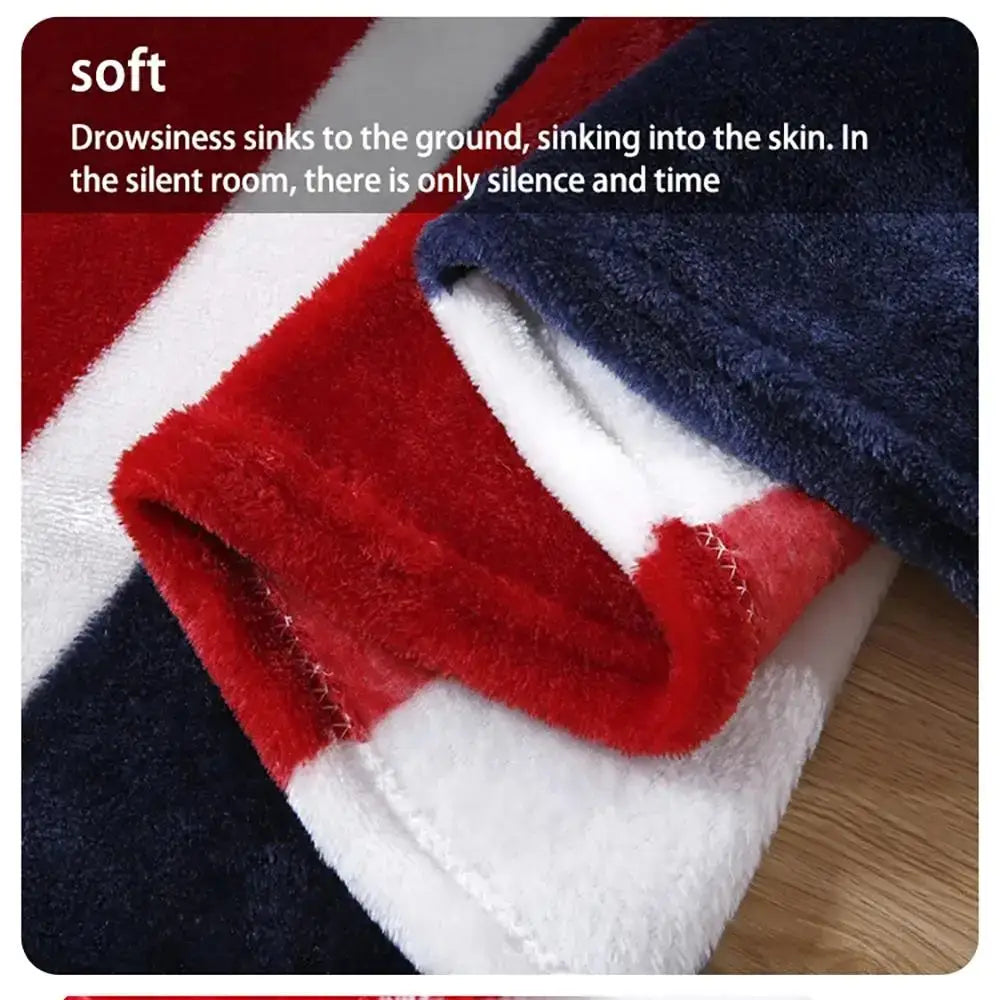 Union jack red & navy cozy flannel throw blanket for living room