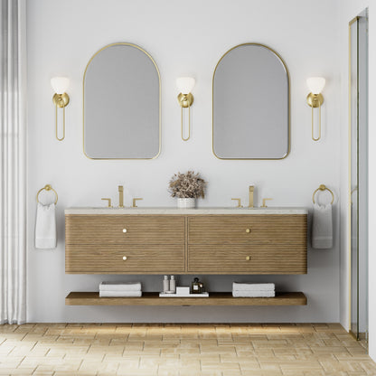 James Martin Allamari 72" Floating Double Bathroom Vanity, Dune Mist