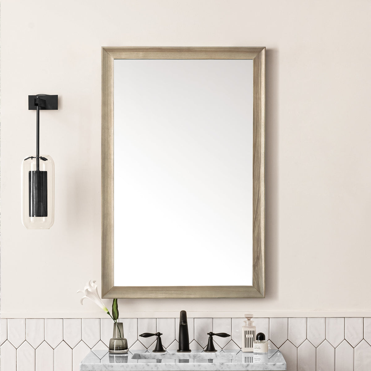 James Martin Glenbrooke 26" Mirror, Whitewashed Oak