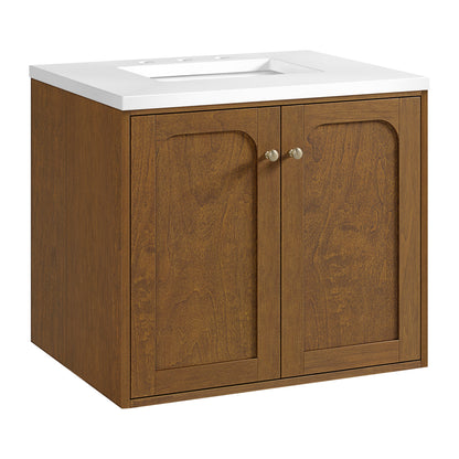 James Martin Laurent 30" Dual Mount Single Bathroom Vanity, Honey Oak