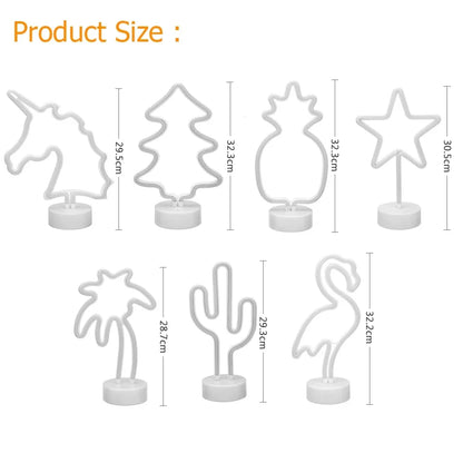 DecorBites™ USB LED Neon Sign Light Holiday Flamingo Night Lamp Xmas Party Wedding Decoration Home Gift cloud Heart Neon Light