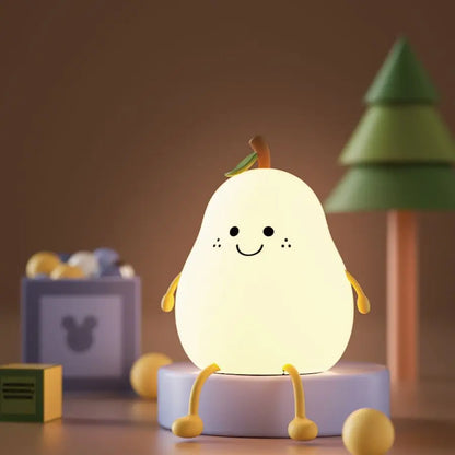 DecorBites™ USB Rechargeable Night Light Pear Silicone Night Lights Touch Sensor Bedroom Bedside Cat Lamp With Remote For Kids Baby Gifts