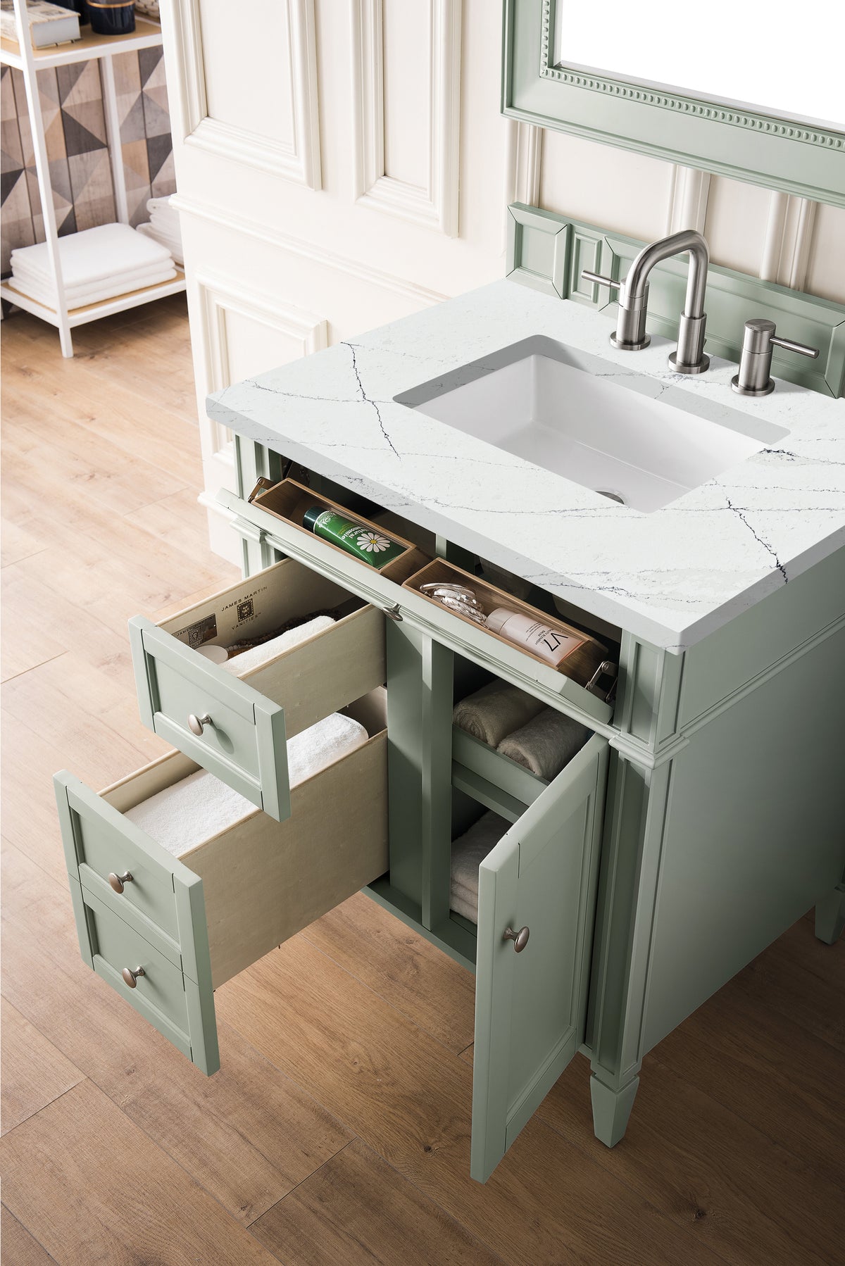 James Martin Brittany 30" Single Bathroom Vanity, Sage Green
