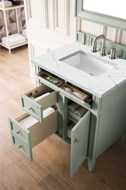 James Martin Brittany 30" Single Bathroom Vanity, Sage Green