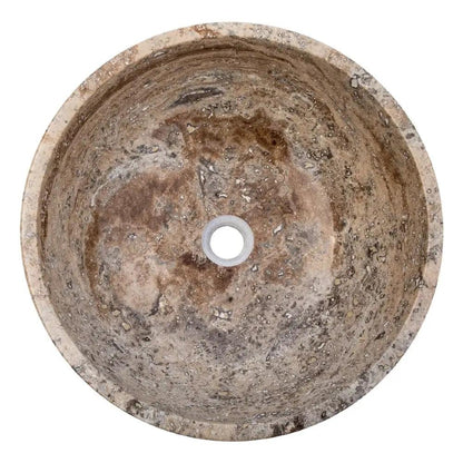 Valencia Beige Travertine Vessel Sink Polished 16 Inch Round Bathroom Basin