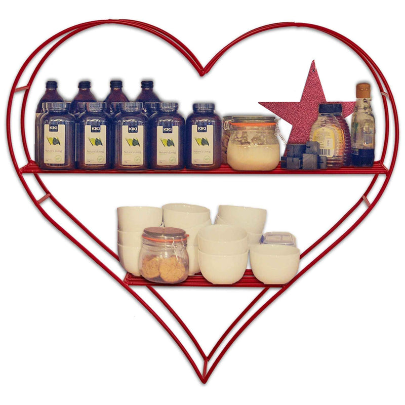 Heart-Shaped Floating Bookshelf – Red Valentine’s Day Wall Shelf